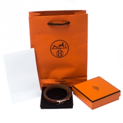 Hermès Hapi Brown Leather Palladium Plated Wrap Bracelet