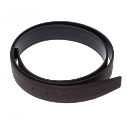 Pre Owned Hermes Etain/Black Togo Leather Belt Strap 105CM