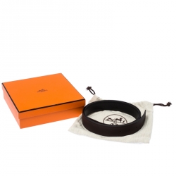 Pre Owned Hermes Etain/Black Togo Leather Belt Strap 105CM