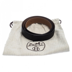 مملوكة مسبقًا Hermes Black/Tan Togo Leather Reversible Belt Strap 95CM    