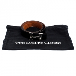 مملوكة مسبقًا Hermes Black/Orange Leather Constance 2 Reversible Buckle Belt 105CM