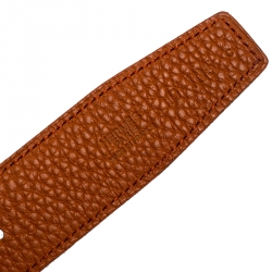 مملوكة مسبقًا Hermes Black/Orange Leather Constance 2 Reversible Buckle Belt 105CM