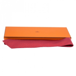 Pre Owned Hermès Red Geometric H Print Silk Tie