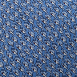Pre Owned Hermes Blue Shark And Dolphin Print Classic Silk Tie