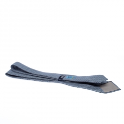 Pre Owned Hermes Blue Geometric Print Classic Silk Tie