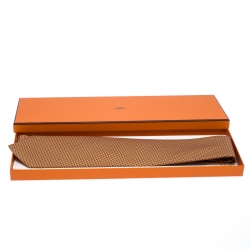 Pre Owned Hermes Orange Chateau De Cartes Printed Classic Silk Tie