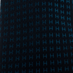 Pre Owned Hermes Bicolor Faconnee H Jacquard Classic Silk Tie