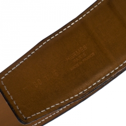 Pre Owned Hermes Black/Brown Leather Reversible Constance Belt 90CM