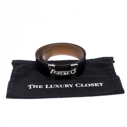 Pre Owned Hermes Black/Brown Leather Reversible Constance Belt 90CM