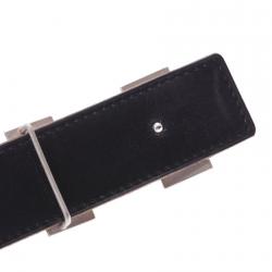 Hermes Brown/Black Leather H Silver Hardware Reversible Belt 80cm