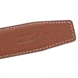 Hermes Brown/Black Leather H Silver Hardware Reversible Belt 80cm