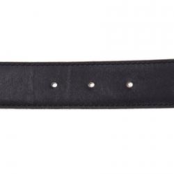 Hermes Brown/Black Leather H Silver Hardware Reversible Belt 80cm