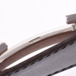 Hermes Brown/Black Leather H Silver Hardware Reversible Belt 80cm