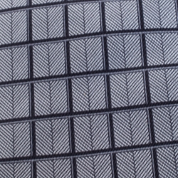 Pre Owned Hermès Vintage Grey Grid Print Silk Twill Tie 