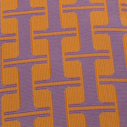Pre Owned Hermes Orange & Purple H Patterned Jacquard Traditional Silk Tie