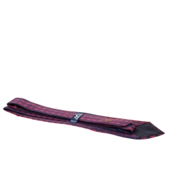 Pre Owned Hermès Red and Blue H Patterned Jacquard Silk Tie