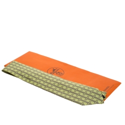 Pre Owned Hermes Green H Patterned Jacquard Traditional Silk Tie