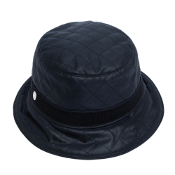 Pre Owned Hermes Navy Blue Quilted Bucket Hat