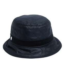 Pre Owned Hermes Navy Blue Quilted Bucket Hat
