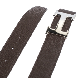 Pre Owned Hermes Brown/Black Leather Constance 2 Reversible Belt 105CM
