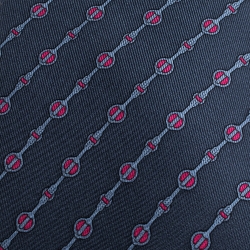 Pre Owned Hermes Anchor Grey Diagonal Horsebit Print Silk Tie 