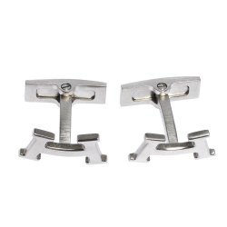 Hermes Smiley H Brushed Palladium Plated Cufflinks