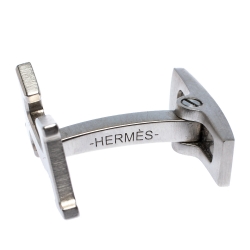 Hermes Smiley H Brushed Palladium Plated Cufflinks