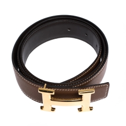 Pre Owned Hermes Marron d'Inde Epsom Leather Constance Reversible Belt 90CM