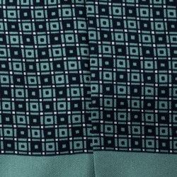 مملوكة مسبقًا Hermes Navy & Teal Geometric Print Silk Fringed Ascot