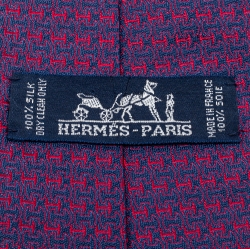 Pre Owned Hermès Purple H Patterned Jacquard Silk Tie