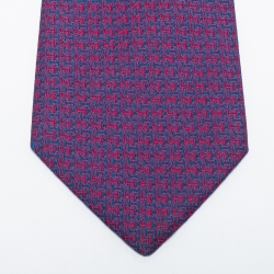 Pre Owned Hermès Purple H Patterned Jacquard Silk Tie