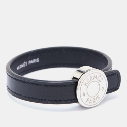 Hermès Black/Brown Leather Interchangeable Looping Wrap Bracelet S
