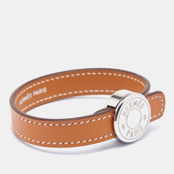 Hermès Black/Brown Leather Interchangeable Looping Wrap Bracelet S