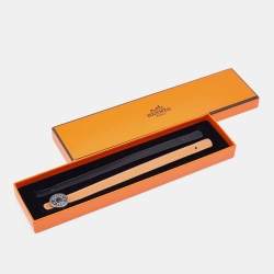 Hermès Black/Brown Leather Interchangeable Looping Wrap Bracelet S