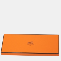 Hermes Orange H Print Silk Pocket Square