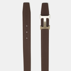 Hermès Black/Moka Chamonix and Togo Leather H Buckle Belt 110CM