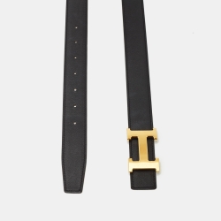 Pre Owned حزام هيرمس روج إتش/نوار توغو بوجهين وإبزيم 100 سم