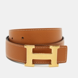 Pre Owned حزام هيرمس روج إتش/نوار توغو بوجهين وإبزيم 100 سم