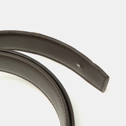 Pre Owned Hermes Izmir/Chocolat Togo and Chamonix Leather H Striee Buckle Reversible Belt 100 CM