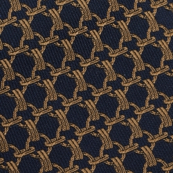 مملوكة مسبقًا Hermes Navy Blue/Gold Jacquard Silk Tie