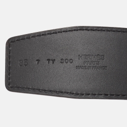 Pre Owned Hermes Black/Gold Swift and Tadelakt Leather Constance Reversible Belt 85CM