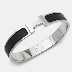 Pre Owned Hermes Clic HH Enamel Palladium Plated Bracelet