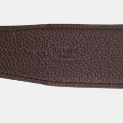 Pre Owned Hermes Noir/Chocolat Swift and Togo Leather H Brushed Buckle Reversible Belt 100 CM