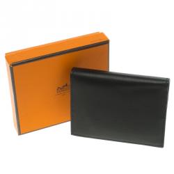 Hermes Black Evergrain Calfskin Leather Bi Fold Wallet