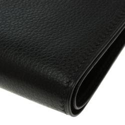 Hermes Black Evergrain Calfskin Leather Bi Fold Wallet