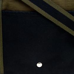 Hermes Black/Green Canvas Fourre Tout Besace Messenger Bag