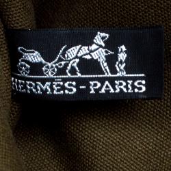 Hermes Black/Green Canvas Fourre Tout Besace Messenger Bag