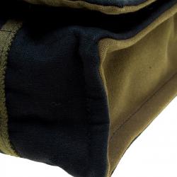 Hermes Black/Green Canvas Fourre Tout Besace Messenger Bag