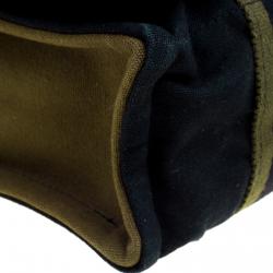 Hermes Black/Green Canvas Fourre Tout Besace Messenger Bag
