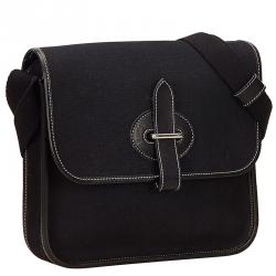 Hermes Black Canvas Mini Buenaventura Messenger Bag